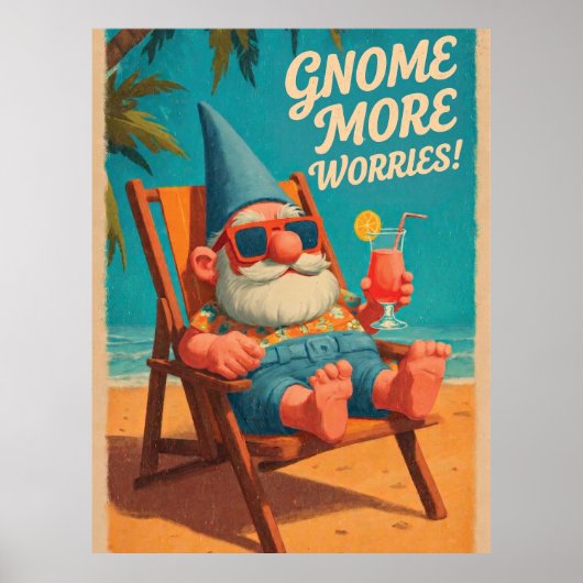 Poster Conception de vacances à la plage de gnome de styl (Devant)