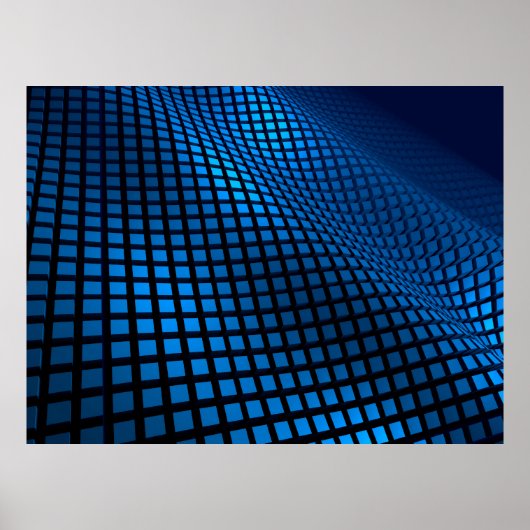 Poster Conception de vague abstraite bleue (Devant)