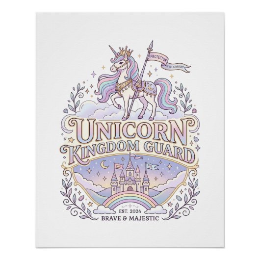 Poster Conception de vecteur de cadeau de licorne de Wand (Devant)