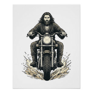 Poster Conception de vecteur de cavalier de moto de gravu