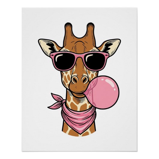 Poster Conception de vecteur de chewing-gum de girafe de  (Devant)