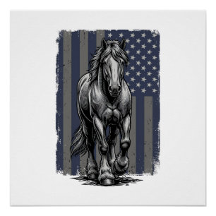 Poster Conception de vecteur de drapeau de cheval de trai