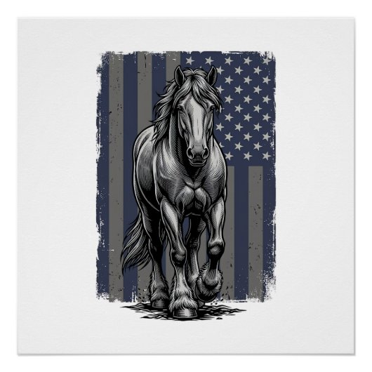 Poster Conception de vecteur de drapeau de cheval de trai (Devant)