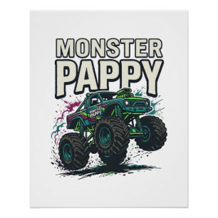 Poster Conception de vecteur vintage de camion monstre Pa