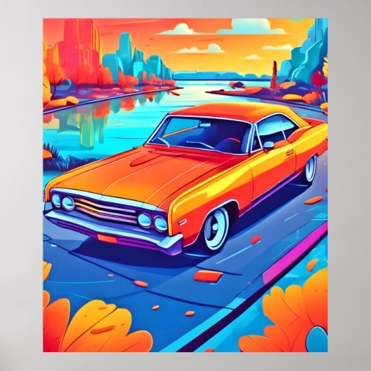Poster Conception de véhicule classique coloré (Devant)