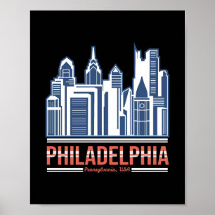 Poster Conception de ville rétro de la skyline de Philade