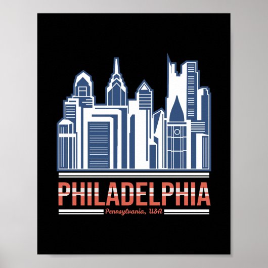 Poster Conception de ville rétro de la skyline de Philade (Devant)