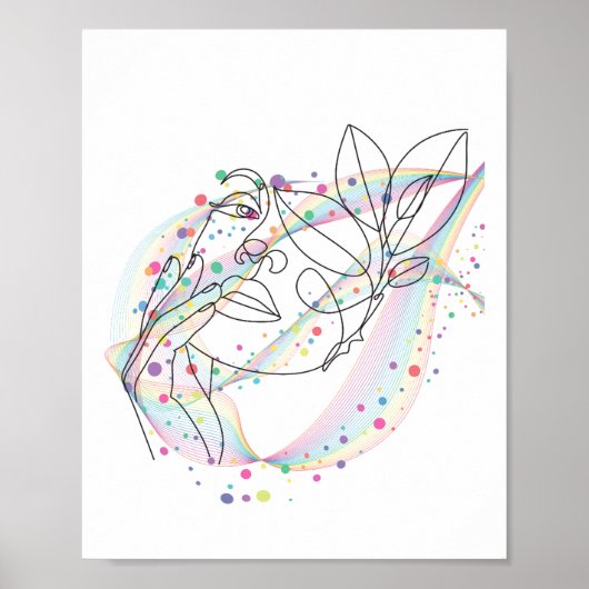 Poster Conception de visage en dessin linéaire design art (Devant)