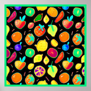 Poster Conception de vision de néon fruité