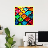 Poster Conception de vitrail de couleur gemme lumineuse (Bureau à domicile)