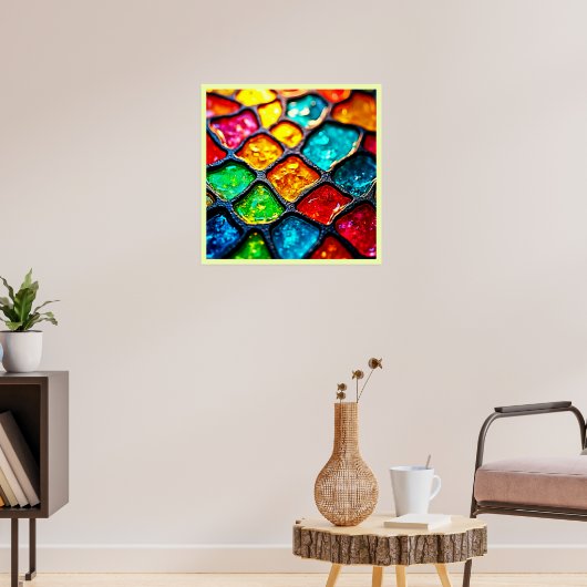 Poster Conception de vitrail de couleur gemme lumineuse (Salon 3)