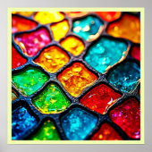 Poster Conception de vitrail de couleur gemme lumineuse (Devant)