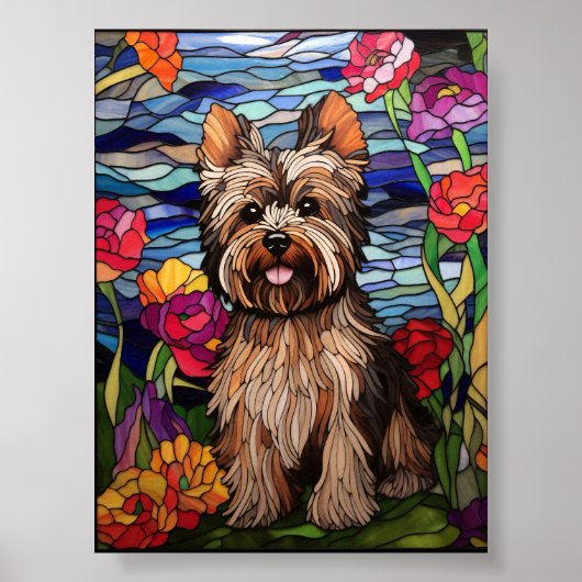 Poster Conception de vitrail de Yorkshire Terrier (Devant)
