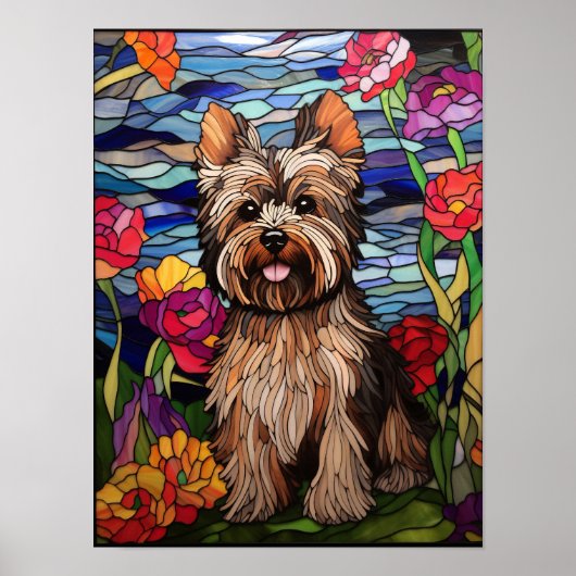 Poster Conception de vitrail de Yorkshire Terrier (Devant)