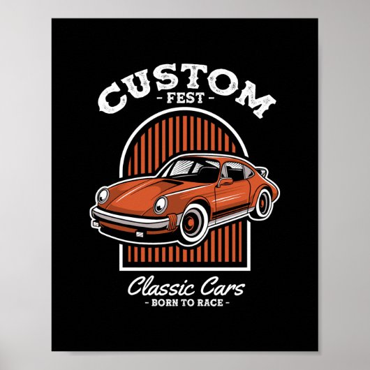Poster Conception de voiture de sport Retro Custom Fest (Devant)