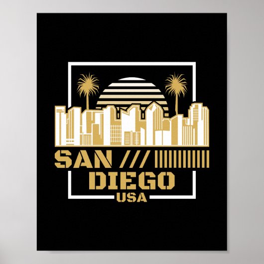 Poster Conception de voyage de la skyline rétro de San Di (Devant)