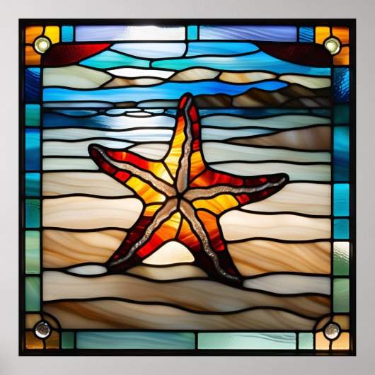 Poster Conception d'étoile de mer aspect vitrail (Devant)