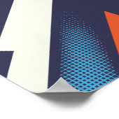 Poster Conception diagonale en bleu, orange et blanc (Coin)