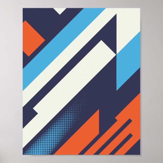 Poster Conception diagonale en bleu, orange et blanc (Devant)