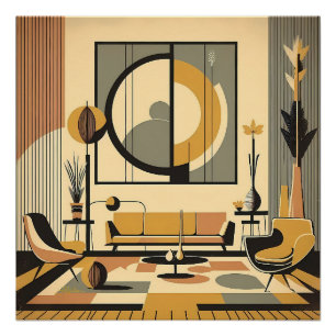 Poster Conception d'intérieur de milieu de siècle Teintes