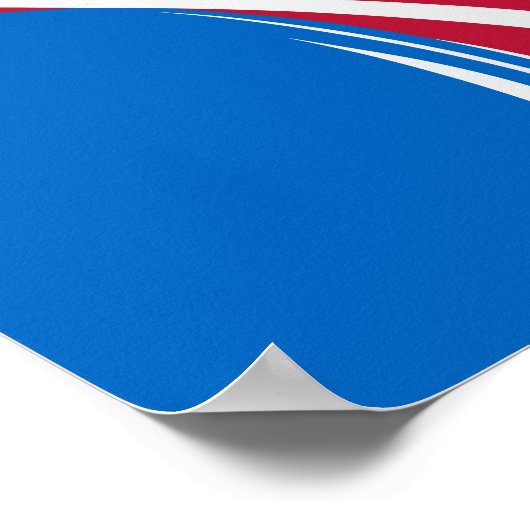 Poster Conception d'onde Abstraite rouge, bleue et blanch (Coin)