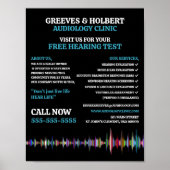 Poster Conception d'ondes sonores, audiologiste, Clinique (Devant)