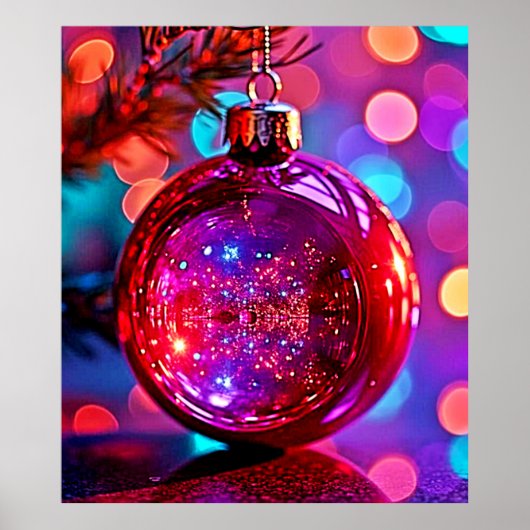 Poster Conception d'ornement de Noël néon vibrant (Devant)