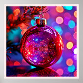 Poster Conception d'ornement de Noël néon vibrant (Devant)