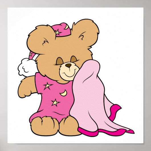 Poster conception d'ours en peluche fille nuit nuit endor (Devant)