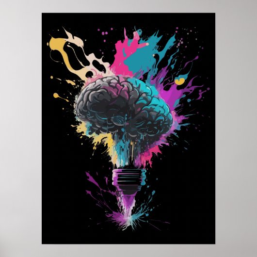 Poster Conception Du Cerveau Avec Explosion De Bulbe Colo (Devant)