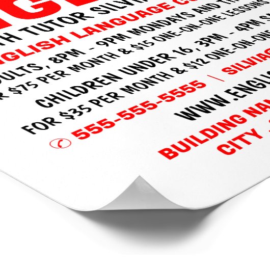 Poster Conception du drapeau, cours d'anglais (Coin)