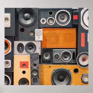 Poster Conception du mur du haut-parleur de musique rétro