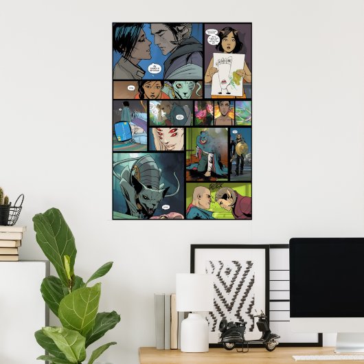 Poster Conception du panneau de bande dessinée d'image Sa (Bureau à domicile)