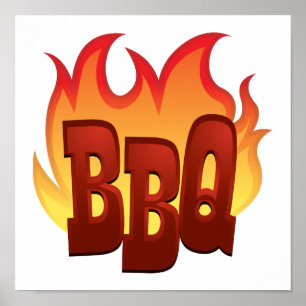 Poster conception du texte de la flamme bbq
