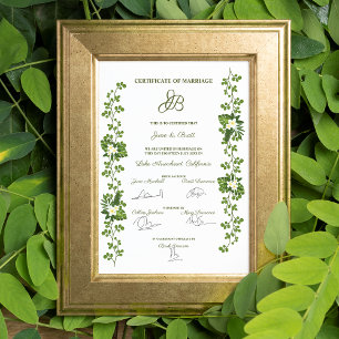 Poster Conception d'un certificat de mariage avec des Feu