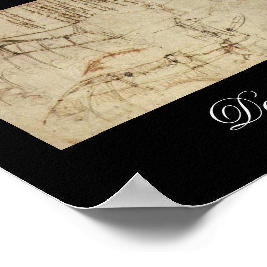 Poster Conception d'une machine volante par Leonardo Da V (Coin)