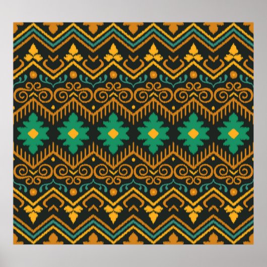Poster Conception Ethnique De Tissu Ikat Brodé (Devant)