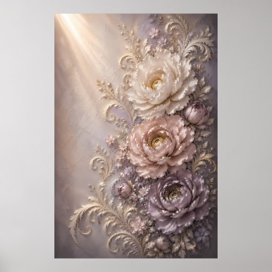 Poster Conception florale Elegant Frost Bloom | Gaufrage (Devant)
