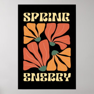Poster Conception Florale Rétro Énergie de Printemps Ab