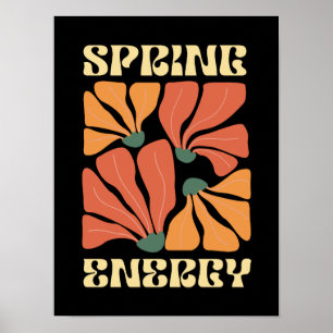 Poster Conception Florale Rétro Énergie de Printemps Ab