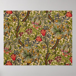 Poster Conception florale vintage de William Morris à lys