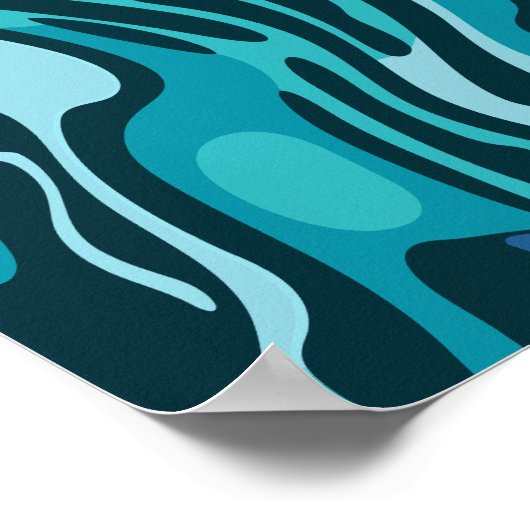 Poster Conception fluide avec des formes bleues et aqua (Coin)