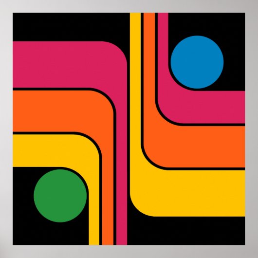 Poster Conception géométrique de style rétro années 70 Mo (Devant)