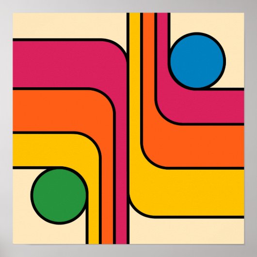Poster Conception géométrique de style rétro années 70 Mo (Devant)