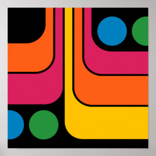 Poster Conception géométrique de style rétro des années 1
