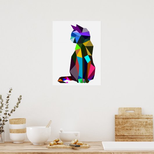 Poster Conception géométrique des chats WPAP | Imprimable (Cuisine)