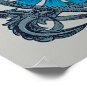 Poster conception graphique d'art de fleur antique bleu v (Coin)