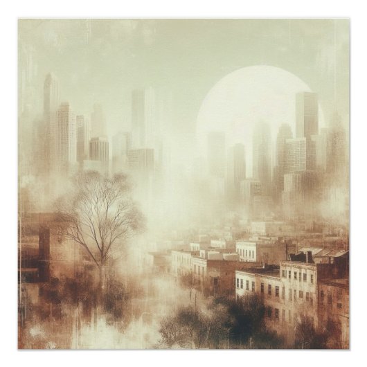 Poster Conception Graphique Photo Ancienne de Paysage Urb (Devant)