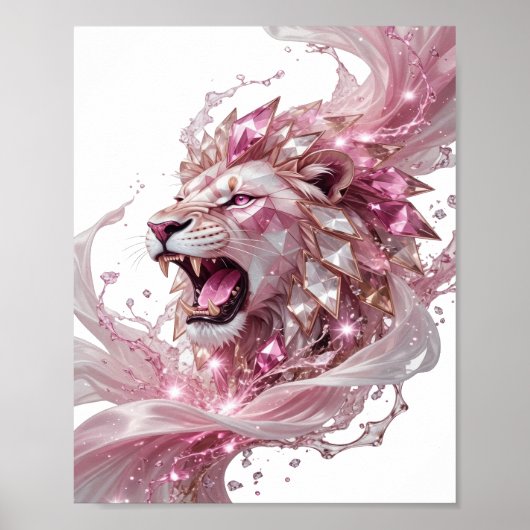 Poster Conception graphique stylée argentée LION KING (Devant)