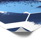 Poster Conception hexagonale bleue dynamique (Coin)